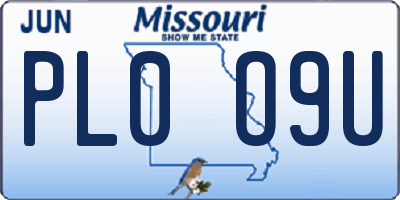 MO license plate PL0O9U