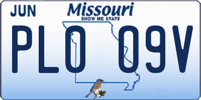 MO license plate PL0O9V
