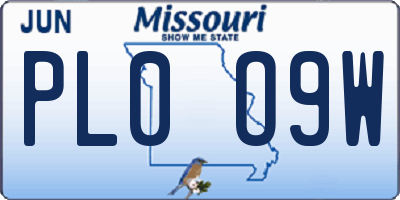 MO license plate PL0O9W