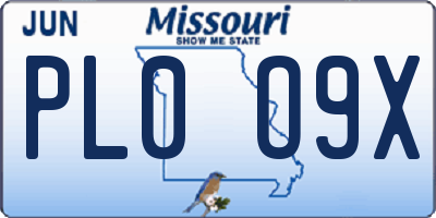 MO license plate PL0O9X