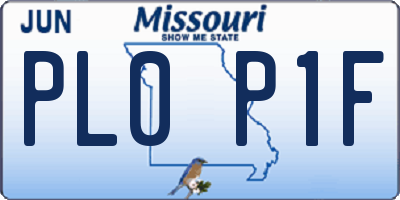 MO license plate PL0P1F