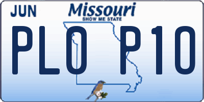 MO license plate PL0P1O
