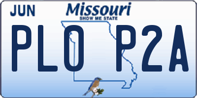 MO license plate PL0P2A