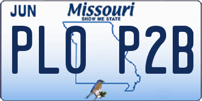 MO license plate PL0P2B