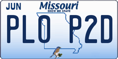 MO license plate PL0P2D