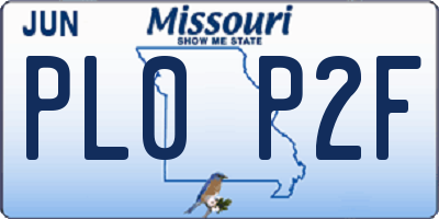 MO license plate PL0P2F