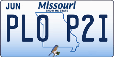 MO license plate PL0P2I