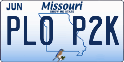 MO license plate PL0P2K