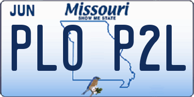 MO license plate PL0P2L