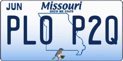MO license plate PL0P2Q