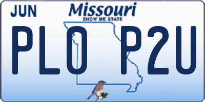 MO license plate PL0P2U