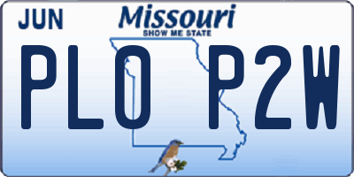 MO license plate PL0P2W