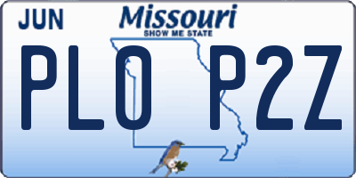 MO license plate PL0P2Z
