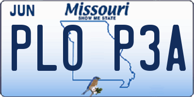 MO license plate PL0P3A