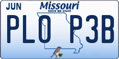 MO license plate PL0P3B