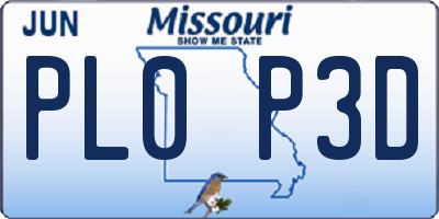 MO license plate PL0P3D