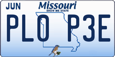 MO license plate PL0P3E