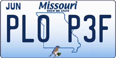 MO license plate PL0P3F