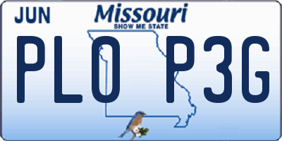 MO license plate PL0P3G