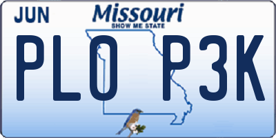 MO license plate PL0P3K