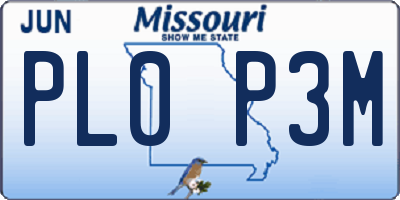 MO license plate PL0P3M