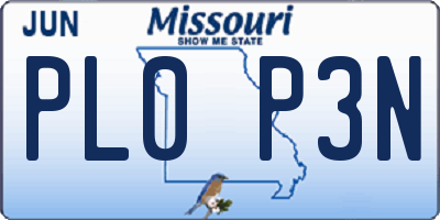 MO license plate PL0P3N