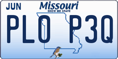 MO license plate PL0P3Q