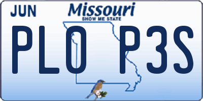MO license plate PL0P3S