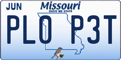 MO license plate PL0P3T