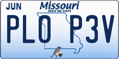 MO license plate PL0P3V