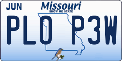 MO license plate PL0P3W