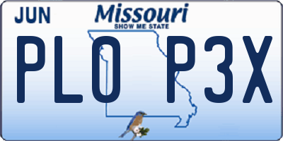 MO license plate PL0P3X