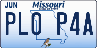 MO license plate PL0P4A