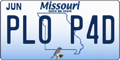 MO license plate PL0P4D