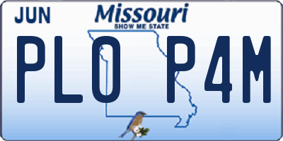 MO license plate PL0P4M