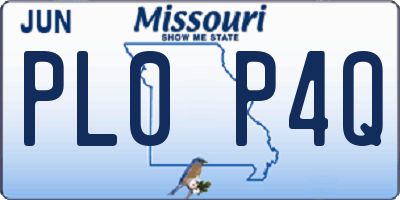 MO license plate PL0P4Q