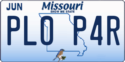MO license plate PL0P4R