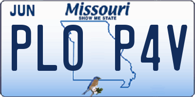 MO license plate PL0P4V