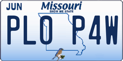 MO license plate PL0P4W