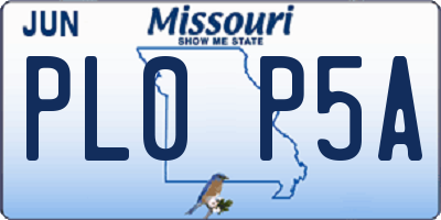 MO license plate PL0P5A