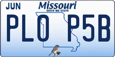 MO license plate PL0P5B