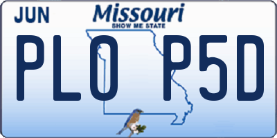 MO license plate PL0P5D