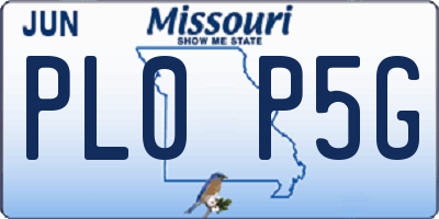 MO license plate PL0P5G