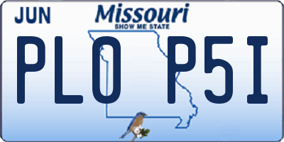 MO license plate PL0P5I