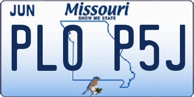 MO license plate PL0P5J