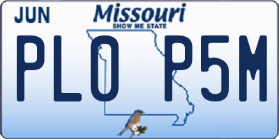 MO license plate PL0P5M