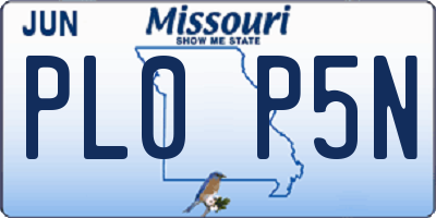MO license plate PL0P5N