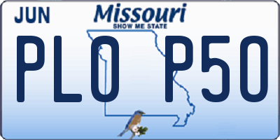 MO license plate PL0P5O
