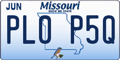 MO license plate PL0P5Q