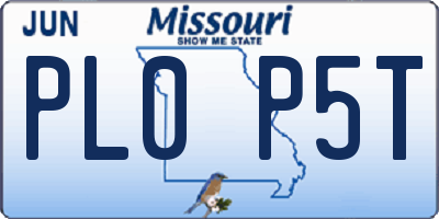 MO license plate PL0P5T